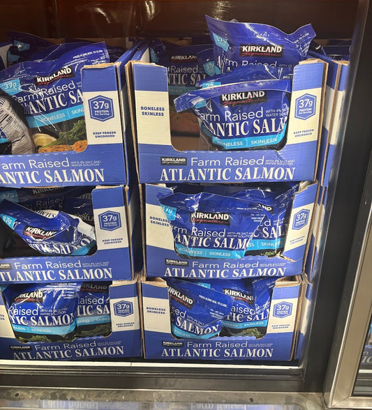 Kirkland Signature Farm Raised Atlantic Salmon 6 oz - 8 oz Portion, 3 lbs