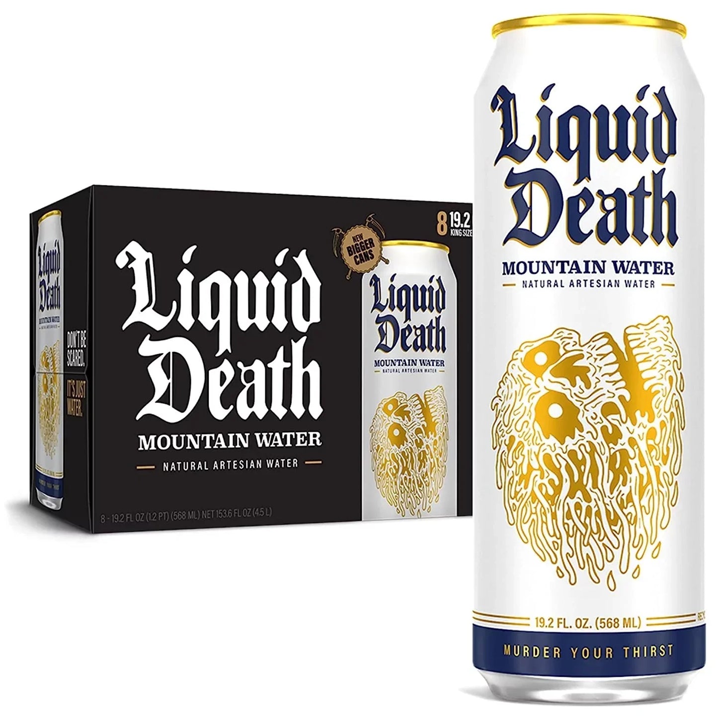 Liquid Death Mountain Water King Size Cans, 8 Count