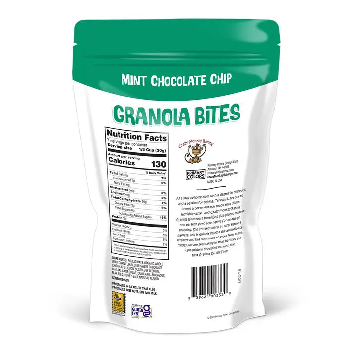 Crazy Monkey Mint Chocolate Chip Granola Bites, 7.5 oz