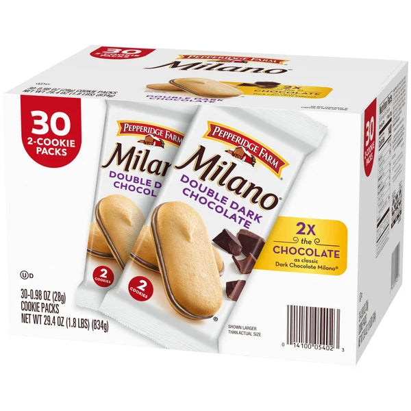 Milano Double Dark Chocolate Cookie 2 Packs, 30 ct