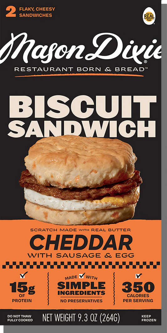 Mason Dixie, Cheddar Biscuit Sandwich with Sausage & Egg, 2 count