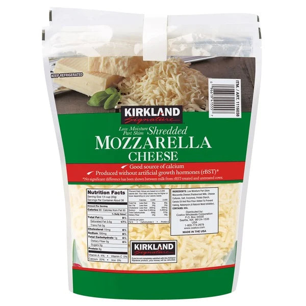 Kirkland Signature Shredded Mozzarella, 2 X 2.5 lbs