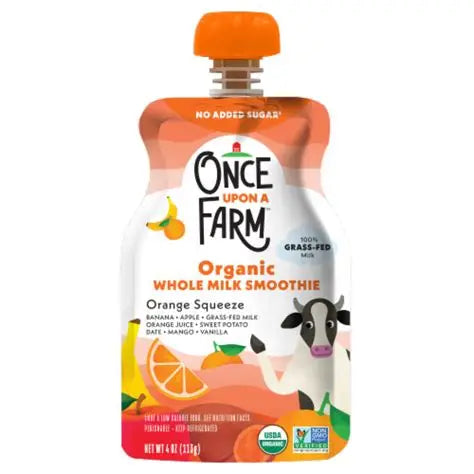 Once Upon A Farm Organic Whole Milk Smoothies Orange Squeeze, 4 oz