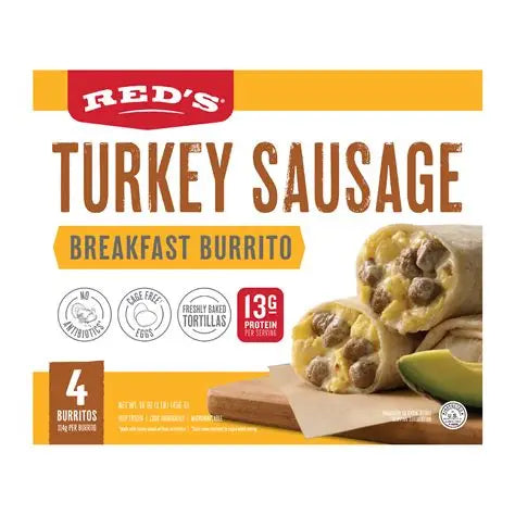 Red's Turkey Sausage Breakfast Burritos 4 Count 16 oz