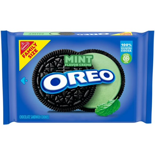 OREO Mint Creme Chocolate Sandwich Cookies Family Size, 18.71 oz