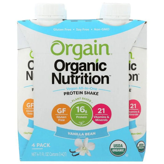 Orgain Organic Nutrition Protein Shake Vanilla Bean, 4 Count