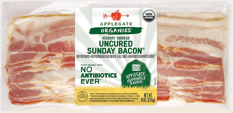 Applegate Organic Sliced Hickory Smoked Uncured Sunday Bacon, 8 oz