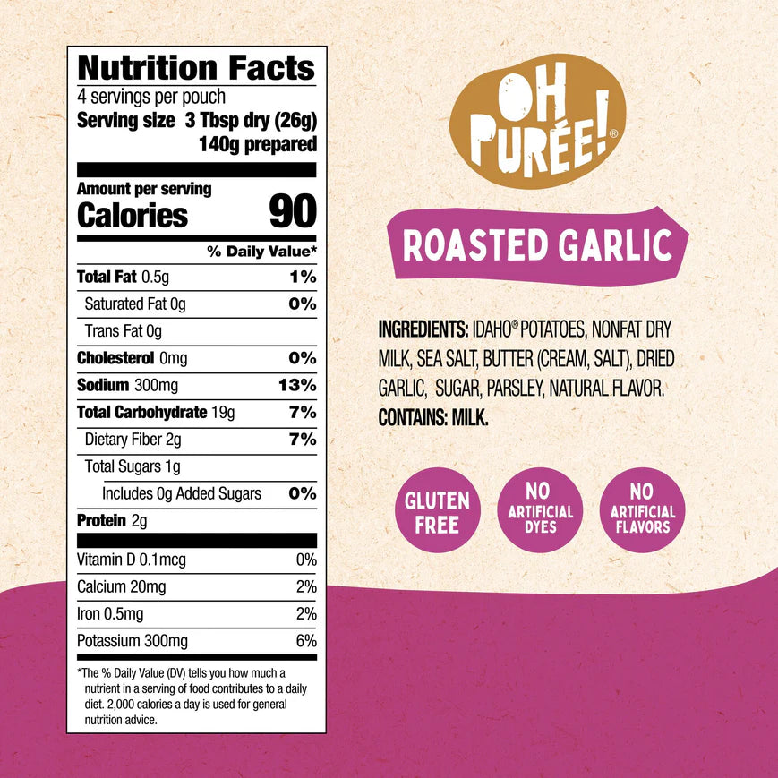 Oh Purée Instant Roasted Garlic Mashed Potatoes 3.60 oz