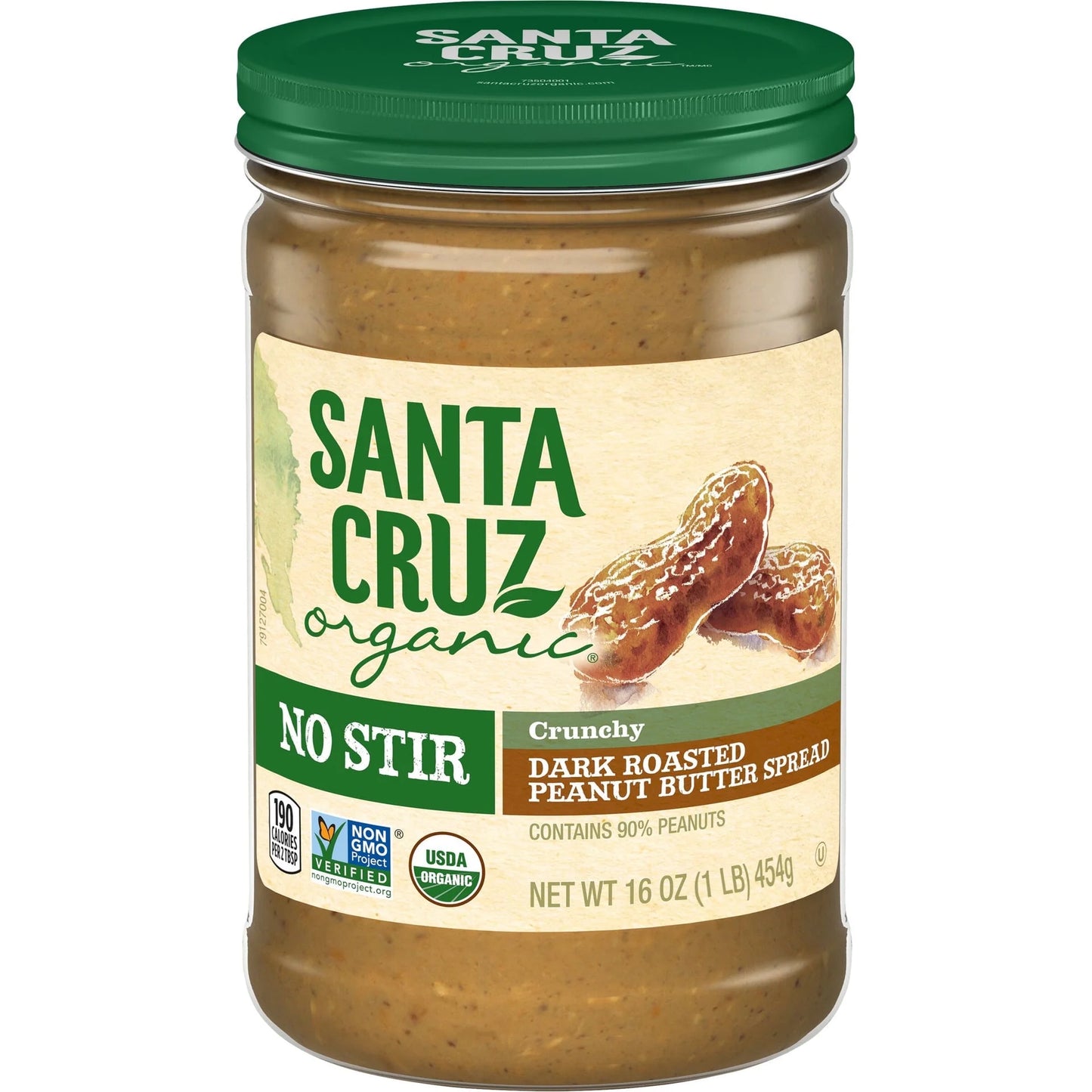 Santa Cruz Organic No Stir Dark Roasted Crunchy Peanut Butter, 16 oz