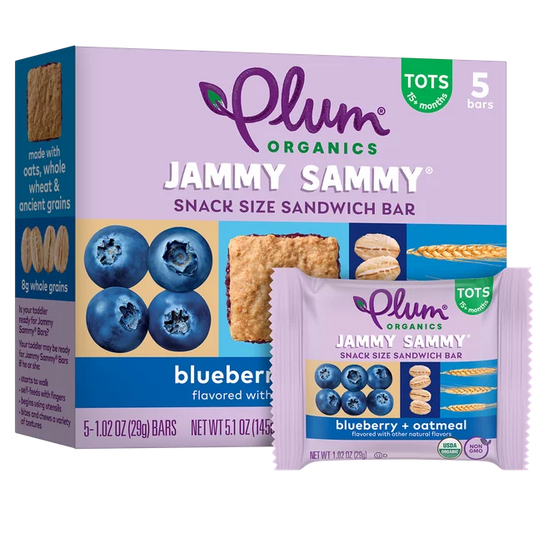 Plum Organics Jammy Sammy Snack Bars, Blueberry and Oatmeal, 1.02 oz Bars, 5 Count