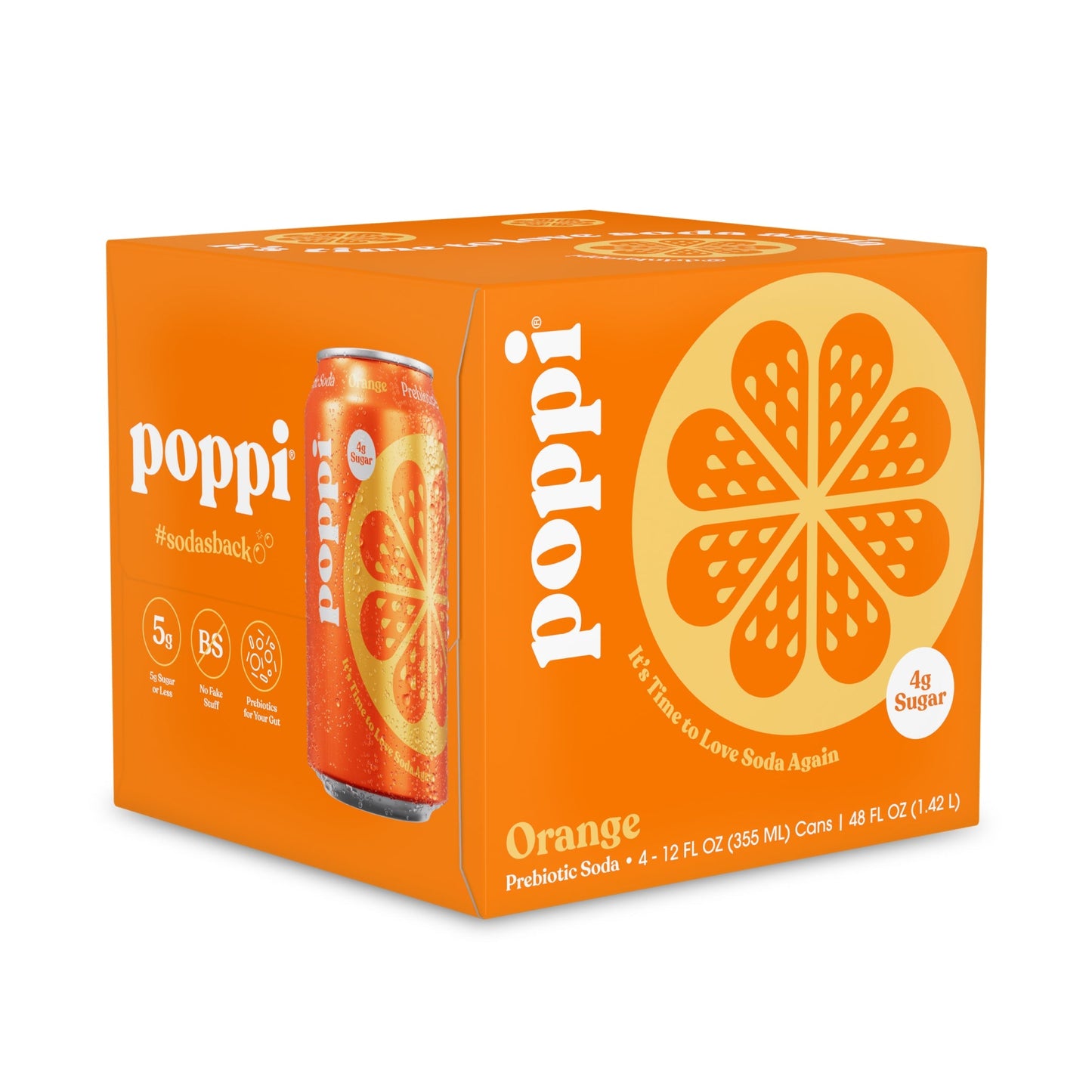 Poppi Prebiotic Orange Soda, 4 Count