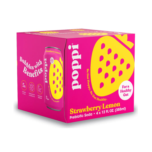 Poppi Prebiotic Strawberry Lemonade Soda 4pk