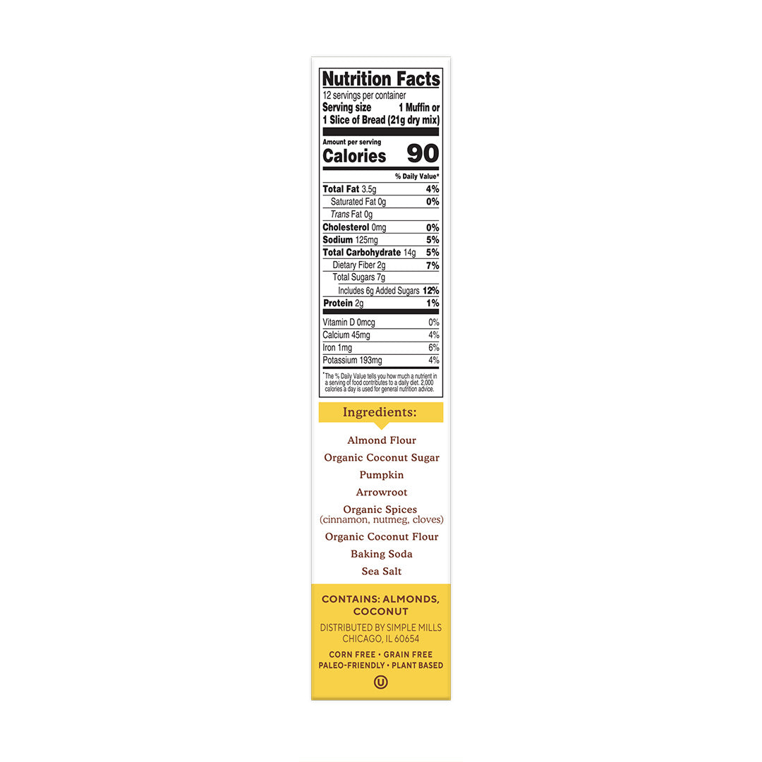 Simple Mills Almond Flour Pumpkin Muffin and Bread Mix 9 oz