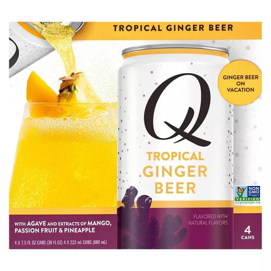 Q Tonic Beer Ginger Tropical, 4pk, 6.76 oz