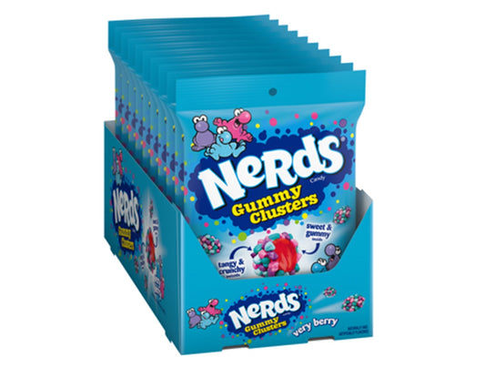 Nerds Gummy Clusters, Very Berry, 5 oz Peg Bag, 12 ct