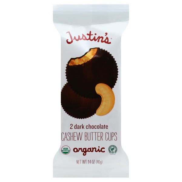 Justin's Organic Dark Chocolate Cashew Butter Cups, 2 Count