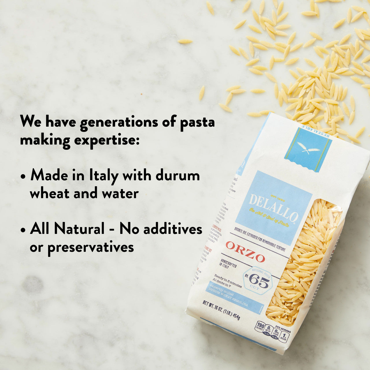 Delallo Orzo Pasta, 16 oz