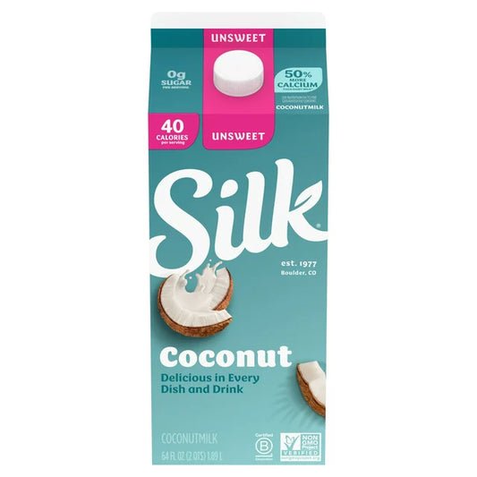 Silk Coconut Milk, Unsweet, Dairy Free, Gluten Free, 64 FL OZ Half Gallon