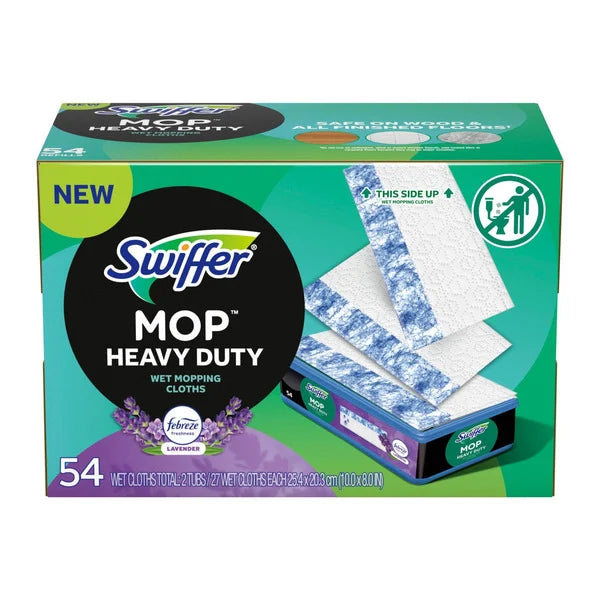 Swiffer Heavy Duty Wet Mopping Cloths Lavender, 54 Count