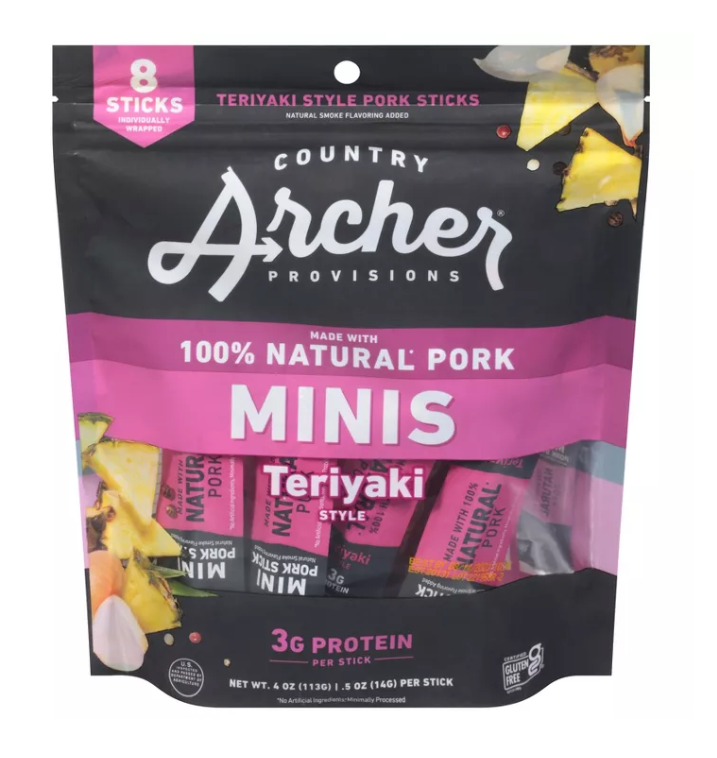 Country Archer Jerky Co. Minis Teriyaki Pork Stick - 4oz/8ct