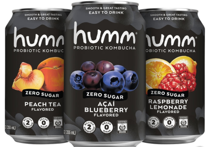 Humm Probiotic Kombucha, Zero Sugar, Variety Pack, 12 fl oz, 18 ct