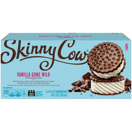 Skinny Cow Vanilla Gone Wild Ice Cream Sandwich, 6 Count, 1 Pack, 24 oz