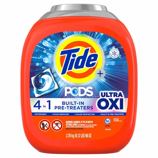 Tide Pods with Ultra Oxi Laundry Detergent Pods, 104 ct