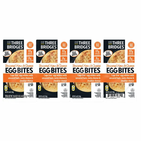 Three Bridges Egg White Bites Ham & Cheese 4 ct, 4.6 oz