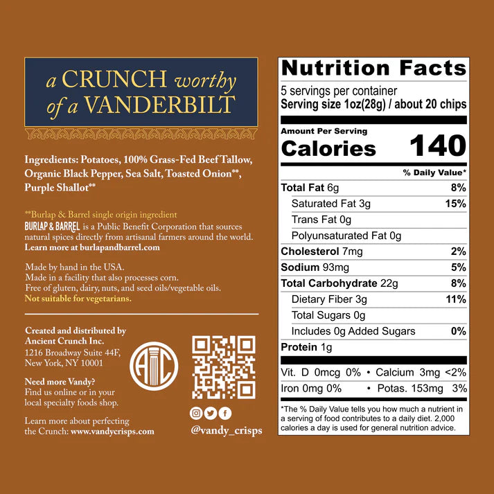 Vandy Crisps French Onion 5 oz