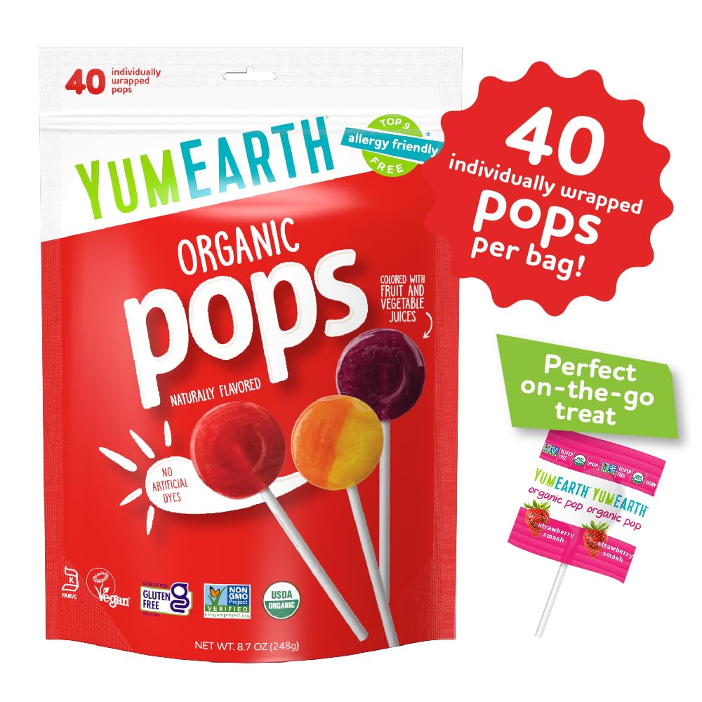 YumEarth Organic Pops, Assorted Flavors, 8.5 oz, 40 pops