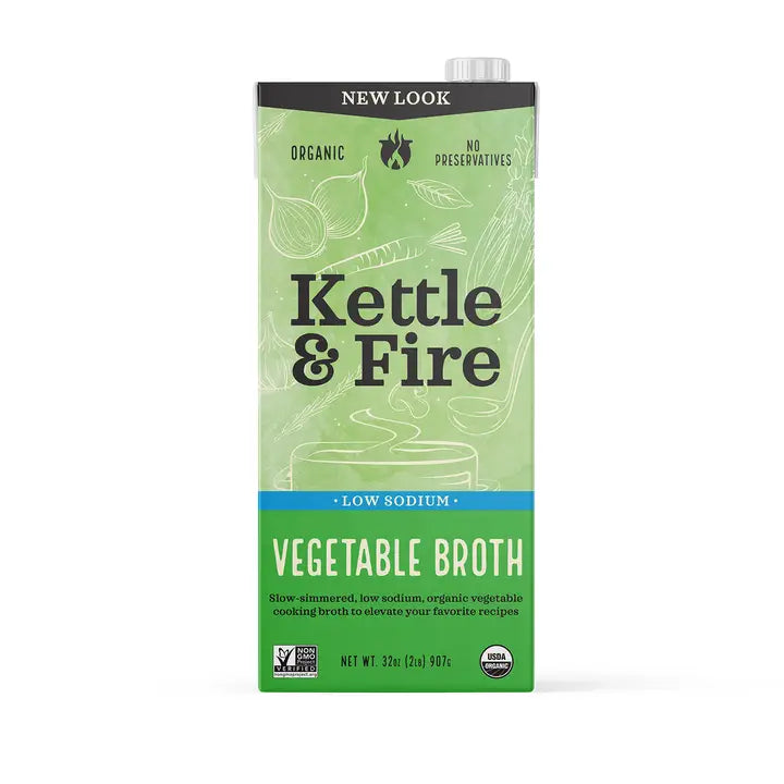 Kettle & Fire Organic Low Sodium Vegetable Cooking Broth 32oz.