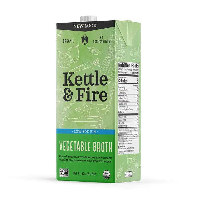 Kettle & Fire Organic Low Sodium Vegetable Cooking Broth 32oz.