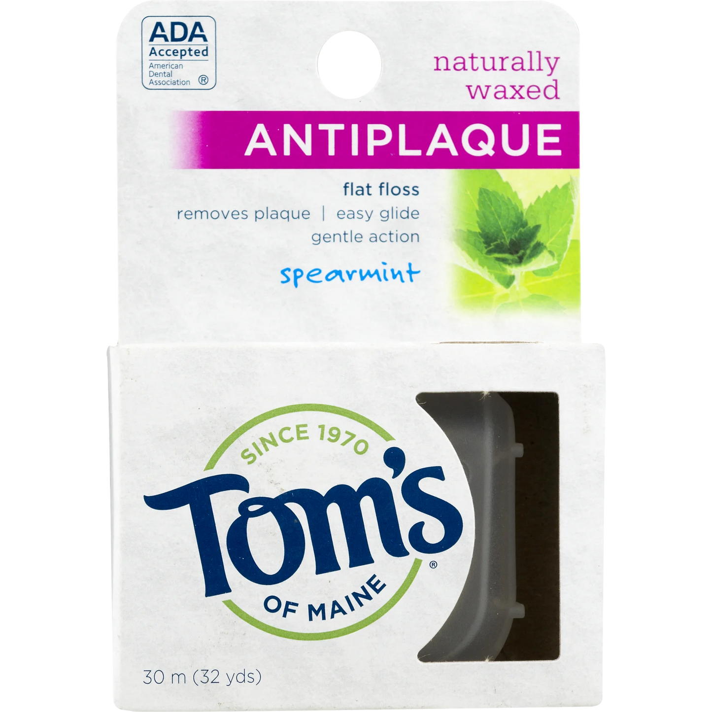 Tom's of Maine Antiplaque Spearmint Flat Floss, 32 yd