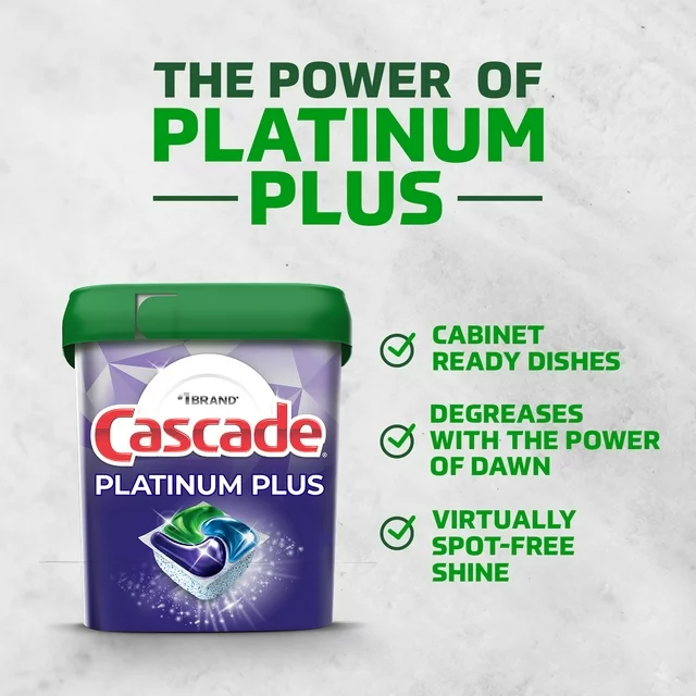 Cascade Platinum Fresh Scent ActionPacs Dishwasher Detergent, 36 Count