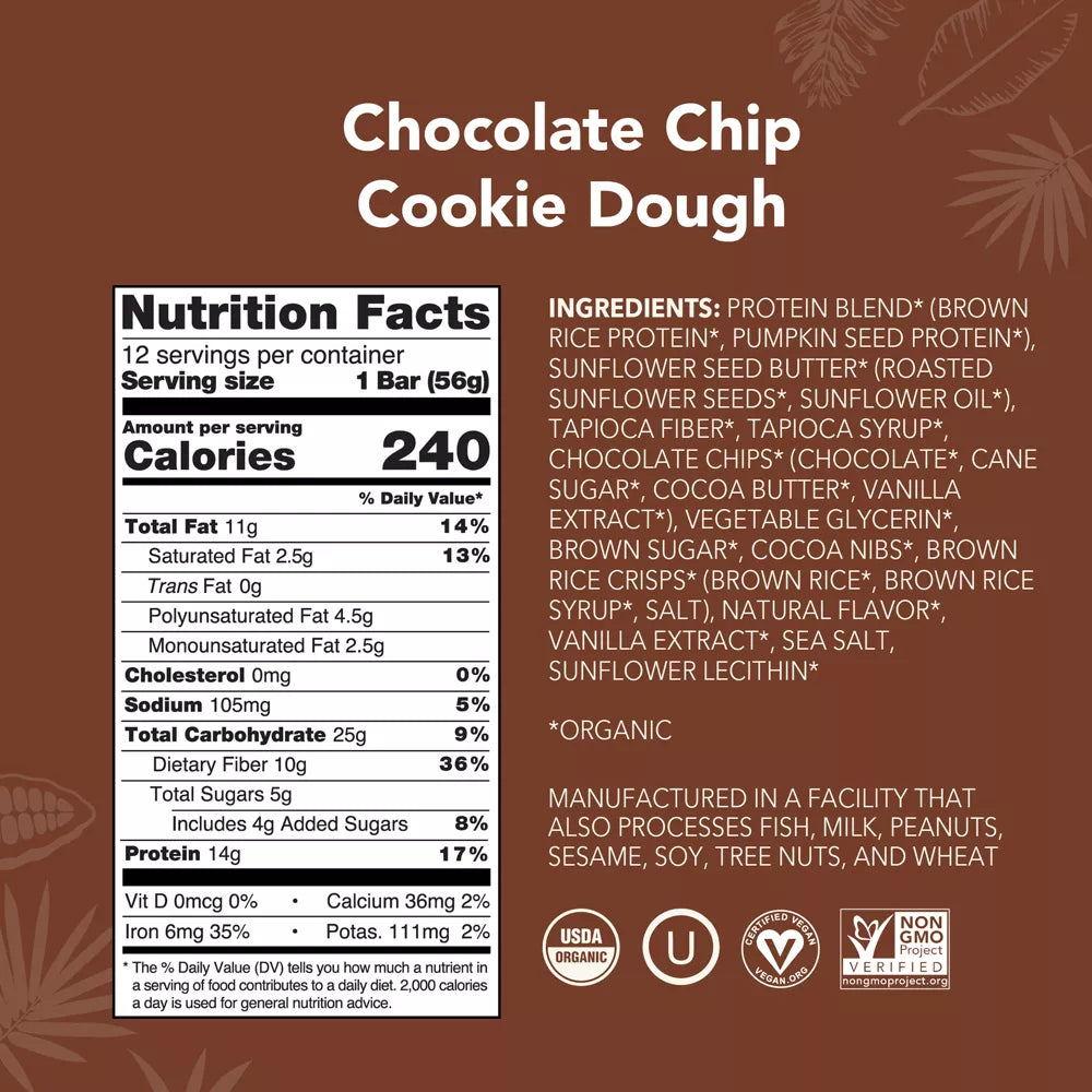 Aloha Chocolate Chip Cookie Dough Nutrition Bars, 9.88 oz