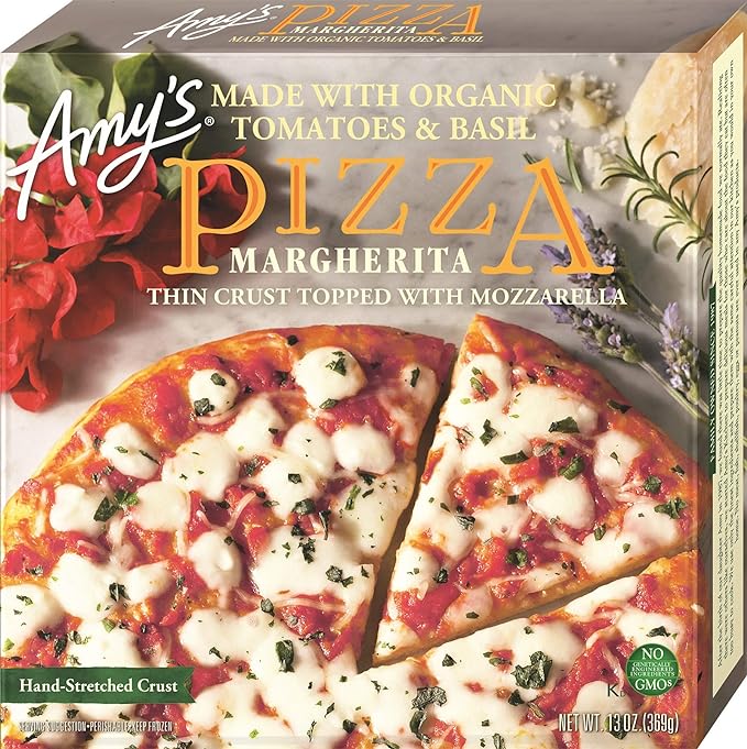 Amy's Frozen Pizza Margherita Pizza, Made With Organic Tomatoes and Basil, 13.0 oz