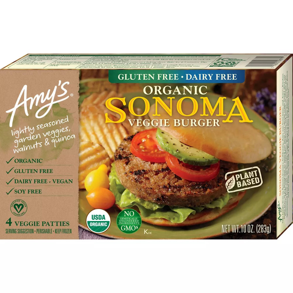 Amy's Organic & Plant Based Frozen Sonoma Veggie Burger, 4 Count