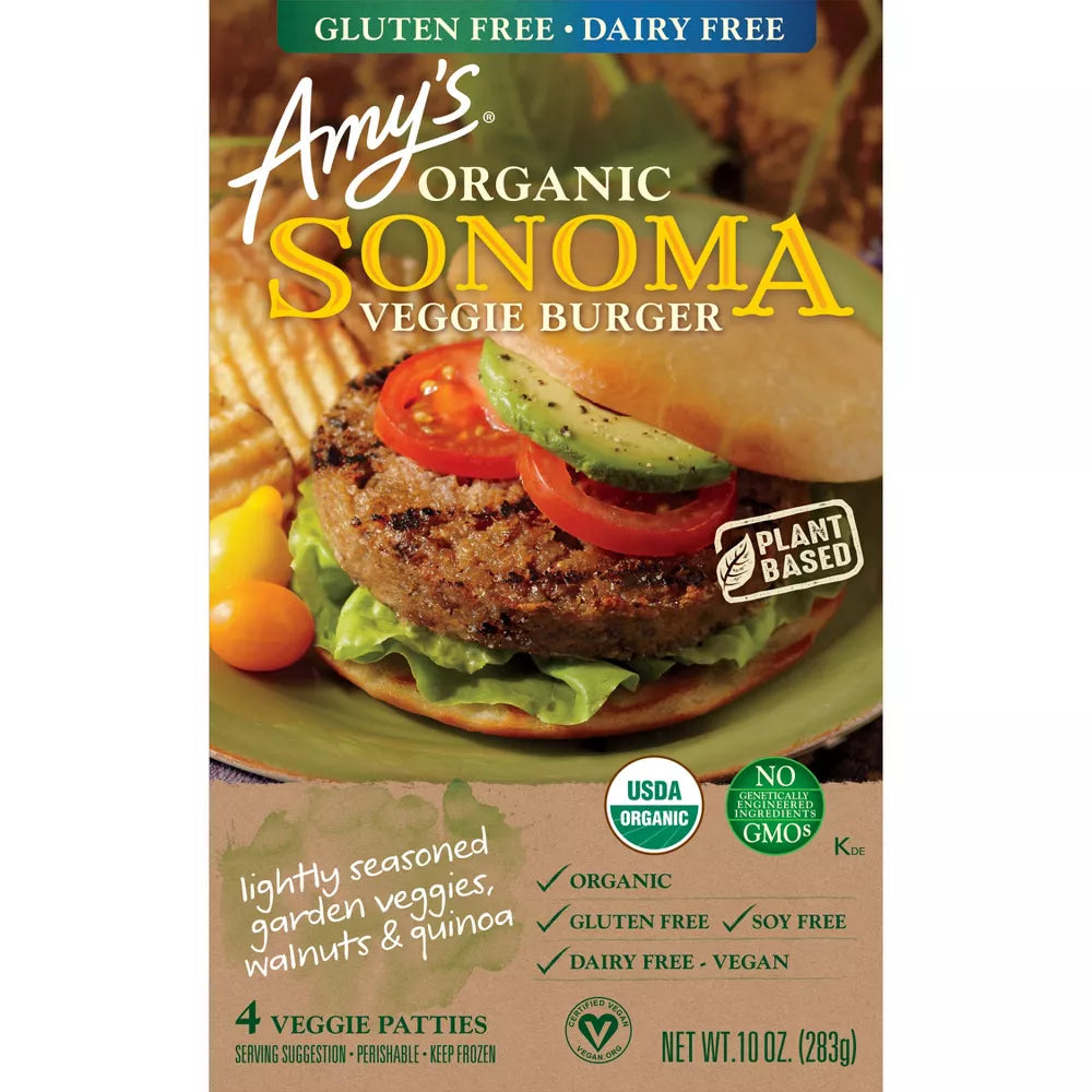 Amy's Organic & Plant Based Frozen Sonoma Veggie Burger, 4 Count