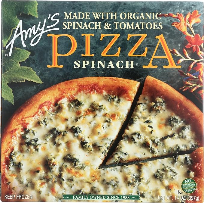 Amy's Frozen Pizza Spinach Pizza Made With Organic Spinach and Tomatoes, 14.0 oz