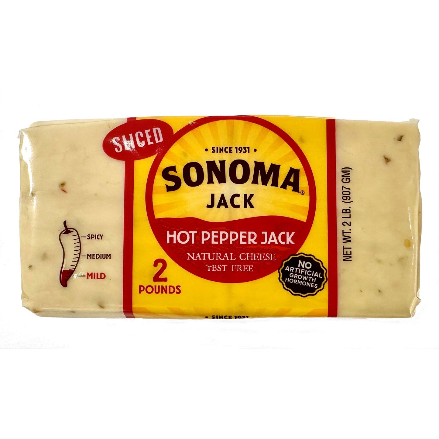 Sonoma Creamery Sliced Hot Pepper Jack Cheese, Mild, 2 lbs