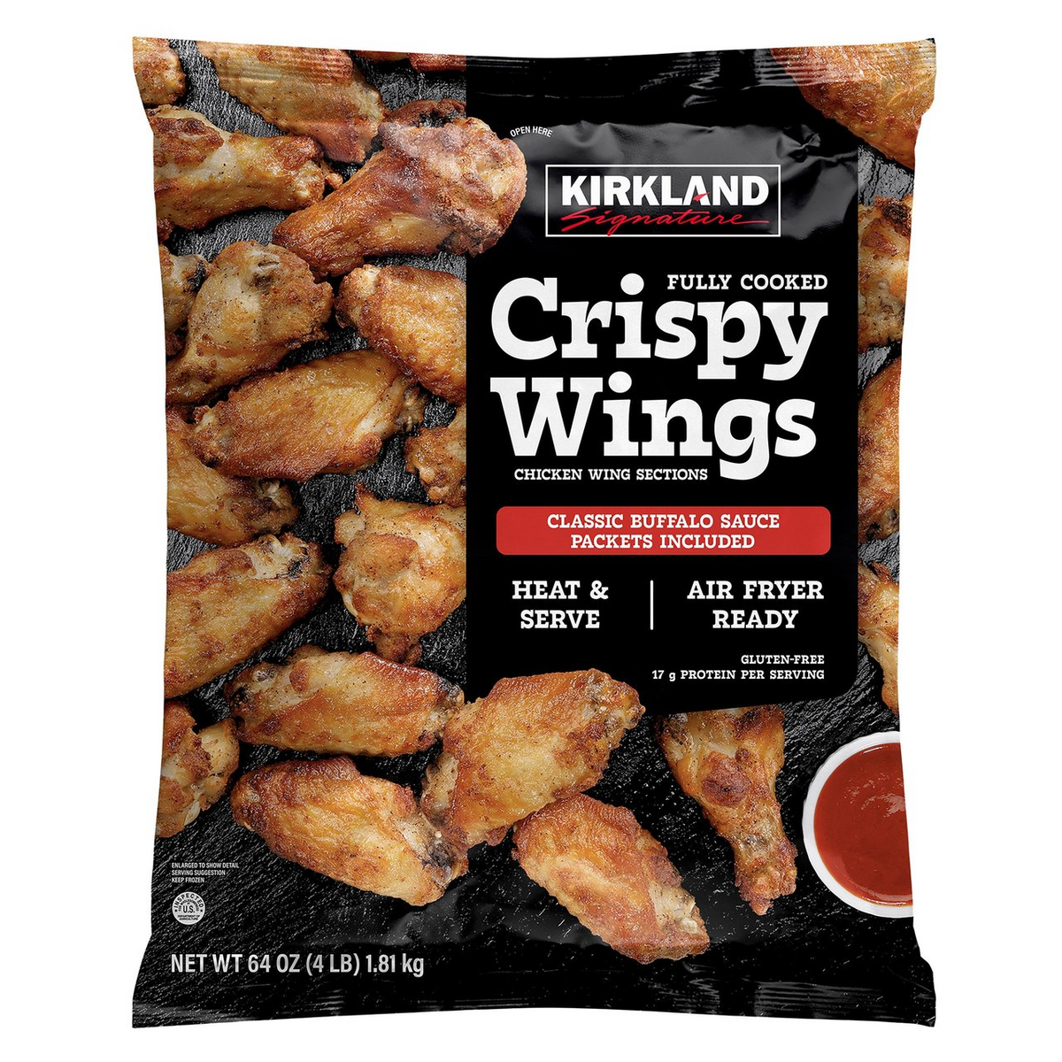 Kirkland Signature Crispy Wings with Buffalo Sauce, 4 lbs