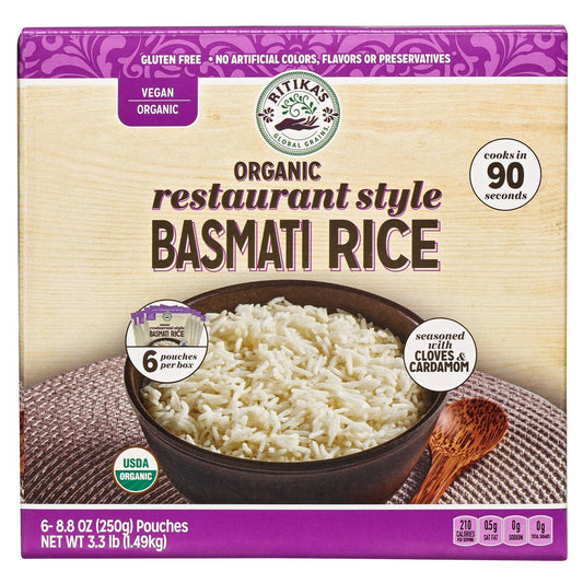 Ritika's Global Grains Organic Basmati Rice, 8.8 oz, 6-count