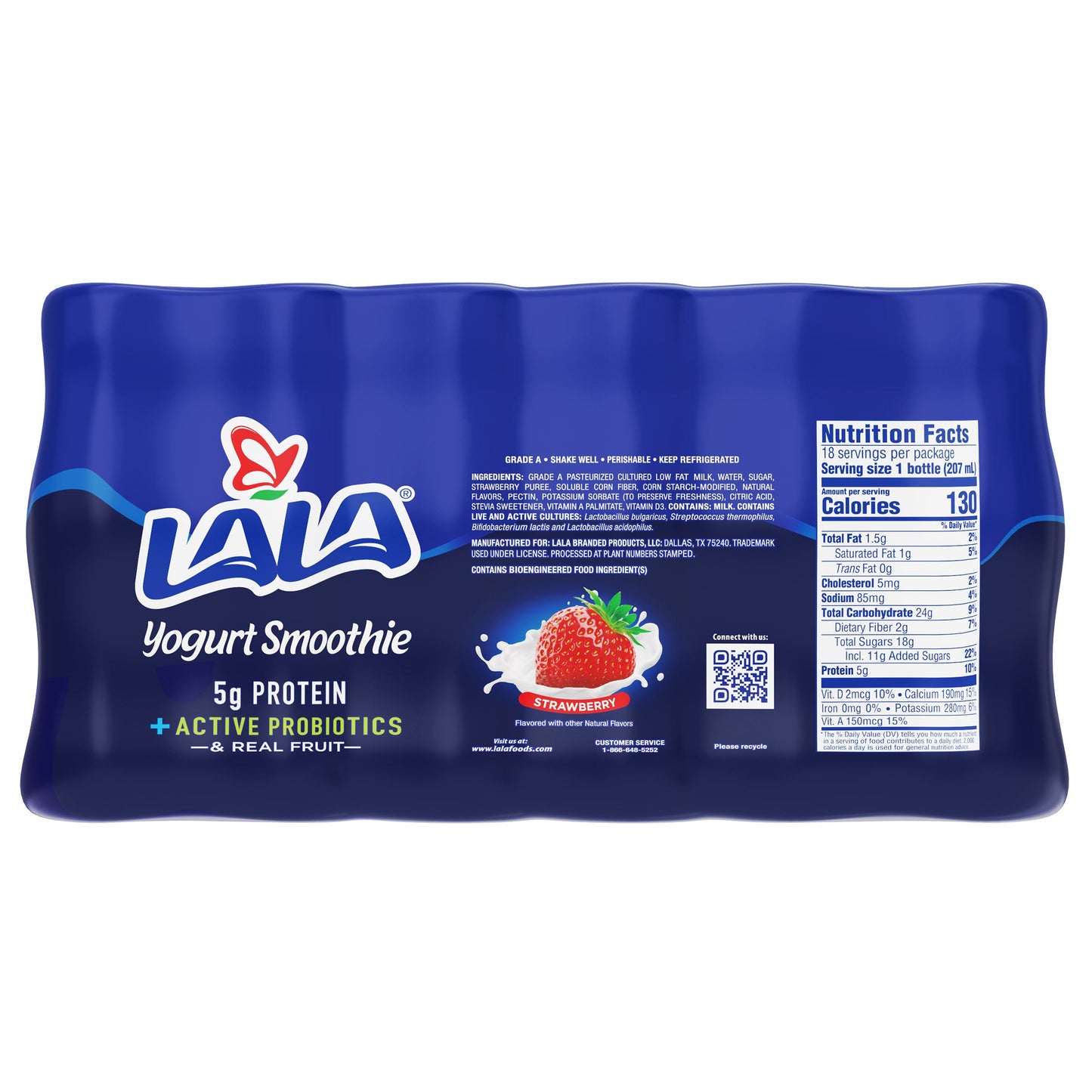 Lala Yogurt Strawberry Smoothie, 7 fl oz, 18-count