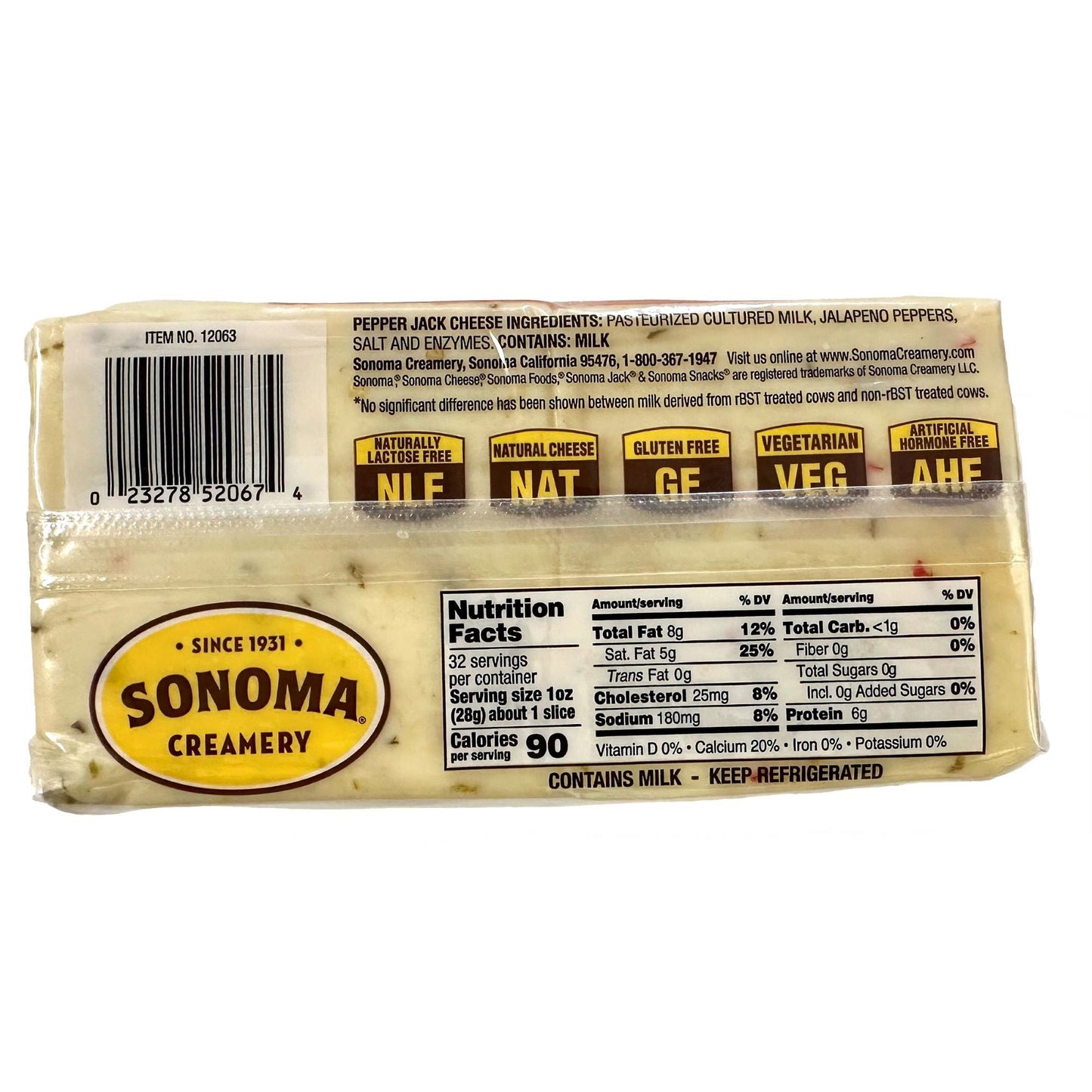 Sonoma Creamery Sliced Hot Pepper Jack Cheese, Mild, 2 lbs
