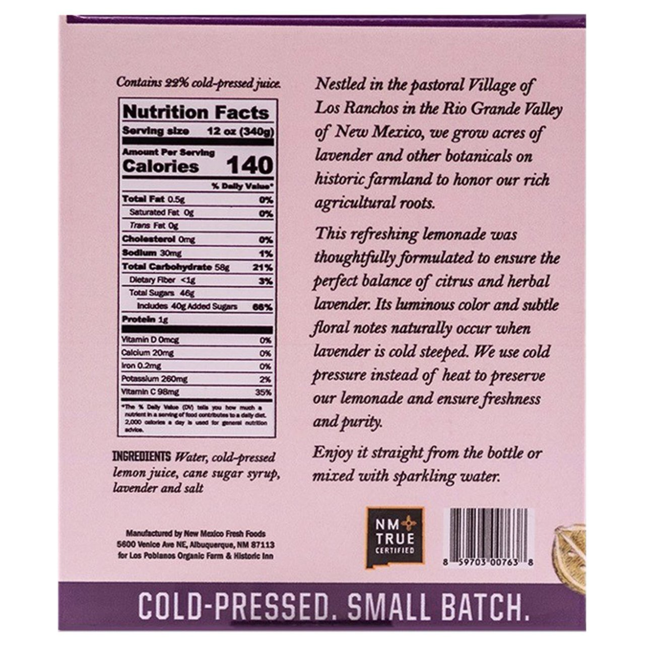 Los Poblanos Farm Lavender Lemonade, 12 fl oz, 6-count