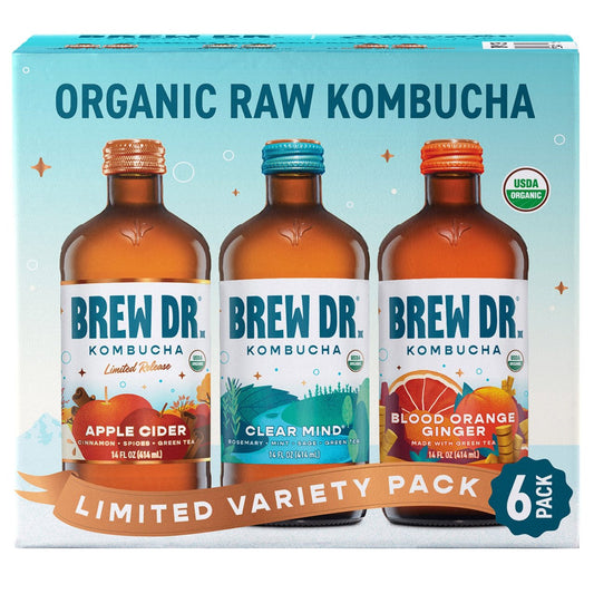 Brew Dr. Kombucha Organic Limited Variety, 14 fl oz, 6-count