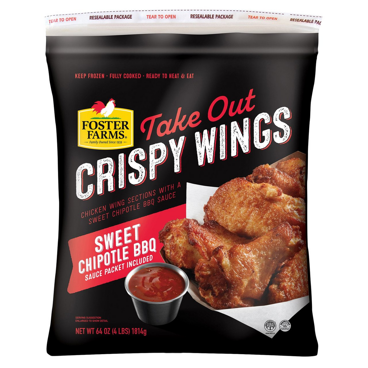 Foster Farms Crispy Wings Sweet Chipotle BBQ, 4 lbs