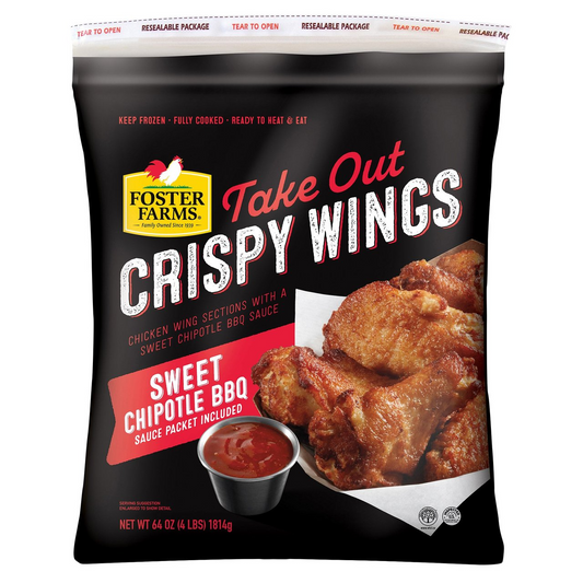 Foster Farms Crispy Wings Sweet Chipotle BBQ, 4 lbs