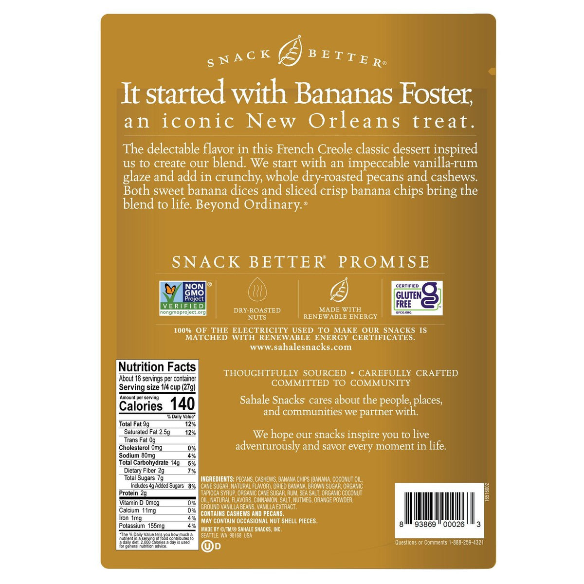 Sahale Snacks Banana Rum Pecans Mix, 15 oz
