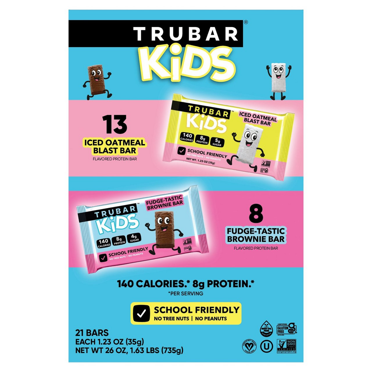 TruBar Kids Protein Bar Variety Pack, 21 Bars, 1.23 oz Each